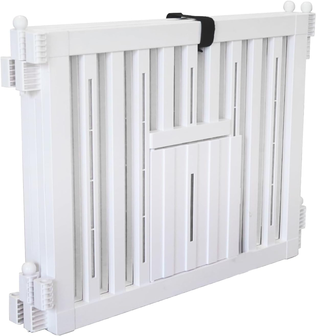 Foldable Plastic Dog Playpen, 4 Panels Pet Fence with Doors for Small Cats and Dogs, Portable Pet Barrier for Indoor and Outdoor, Easy to Assemble (White with Door)