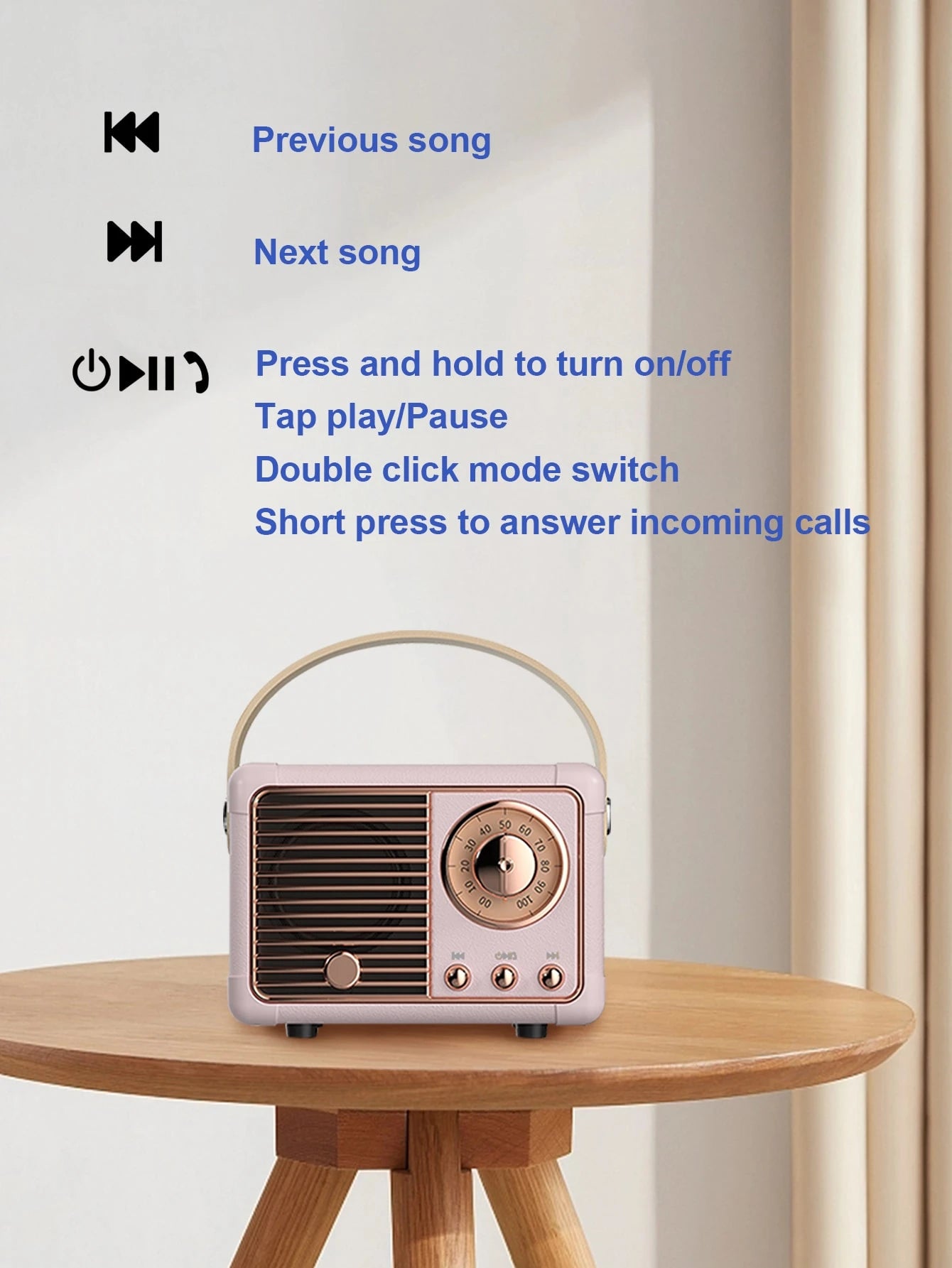 1Pc Vintage Portable Speaker