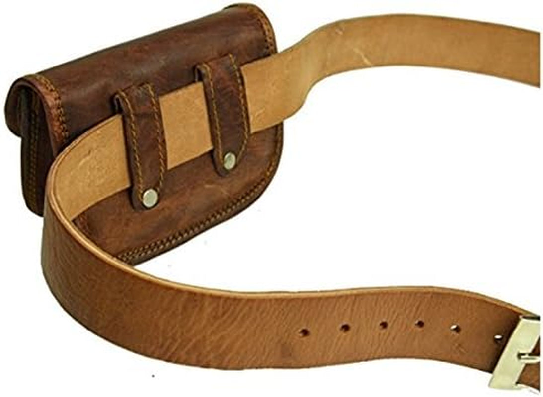 Leather Bum Bag Belt Pouch Purse Vintage Leisure Weekend Practical Party Festival Handmade Brown Small Unisex Messenger Bag for Workout Running Travelling Men Women