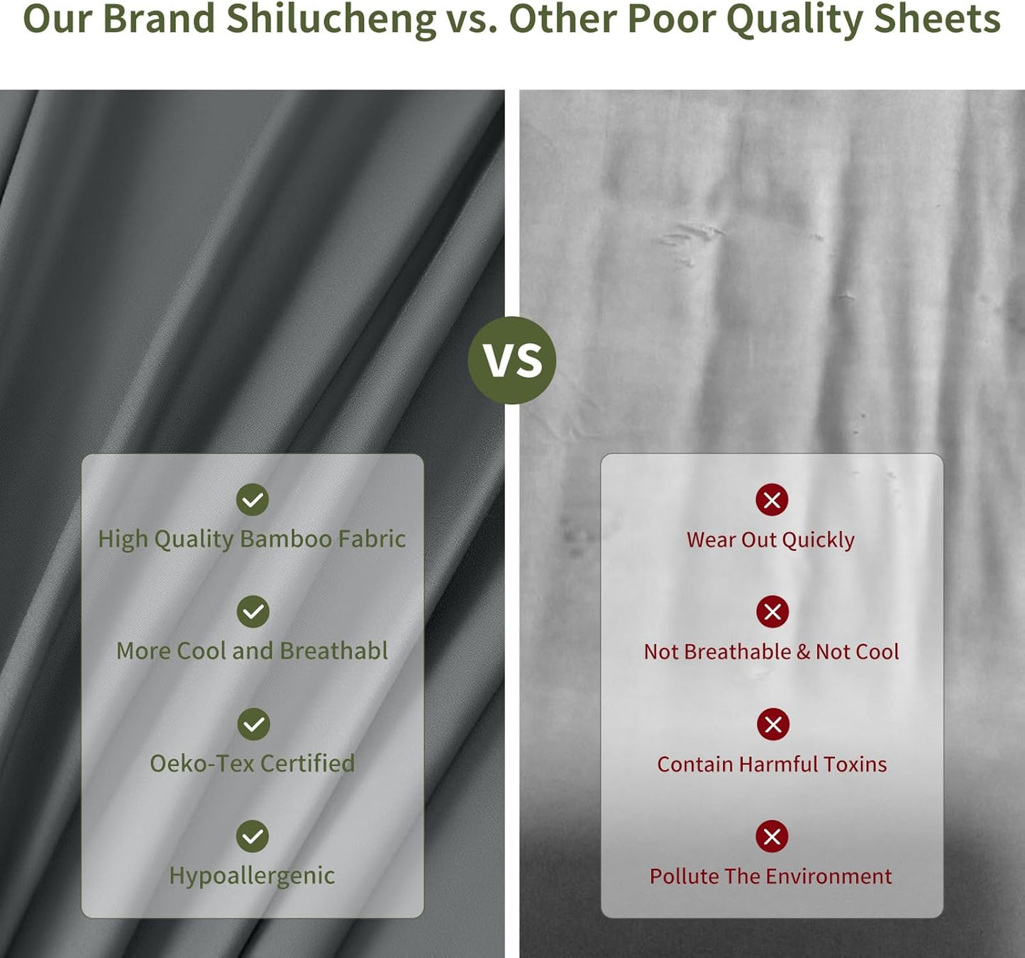 6 Piece King Sheet Sets, Cooling Sheets, Blend Rayon Derived from Bamboo, Deep Pocket up to 16", Breathable & Soft Bed Sheets, Hotel Silky Bedding Set, Dark Grey