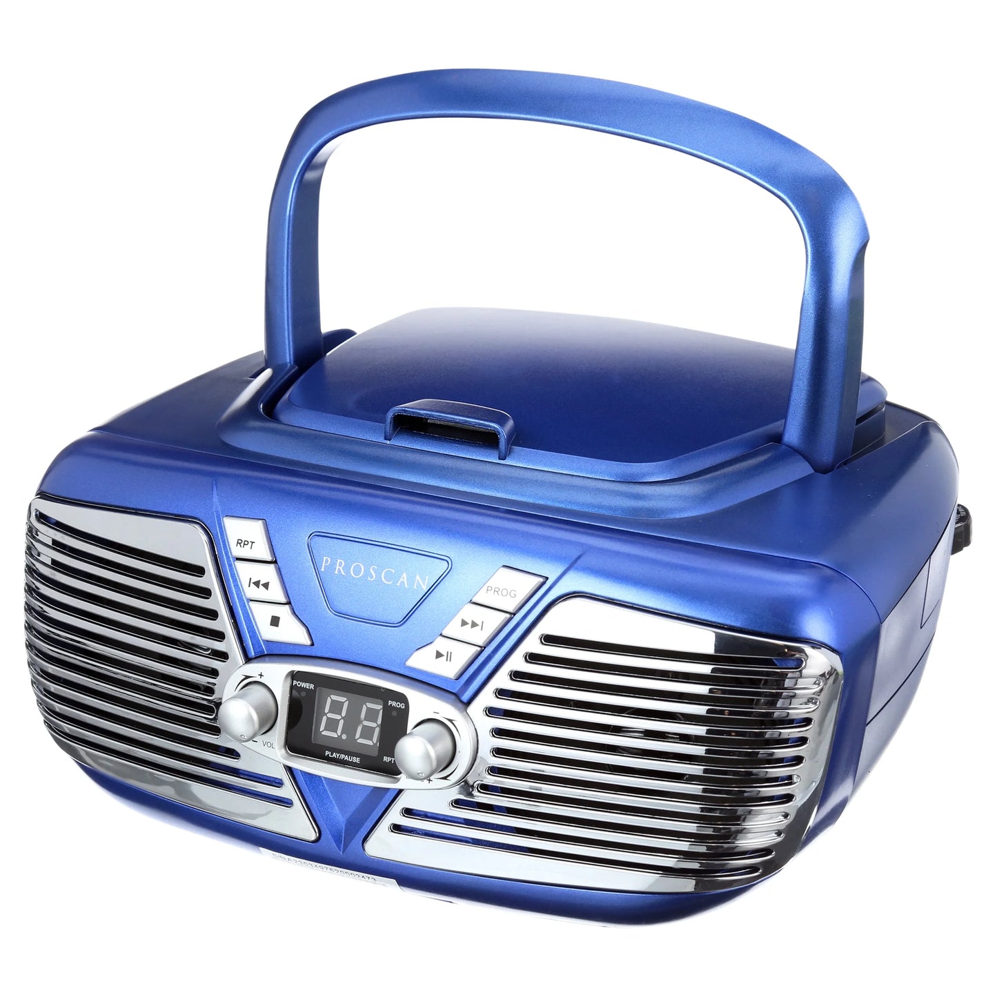 Retro-Style CD Radio Boombox with 1.2-Watt RMS X 2 Power Output, Blue