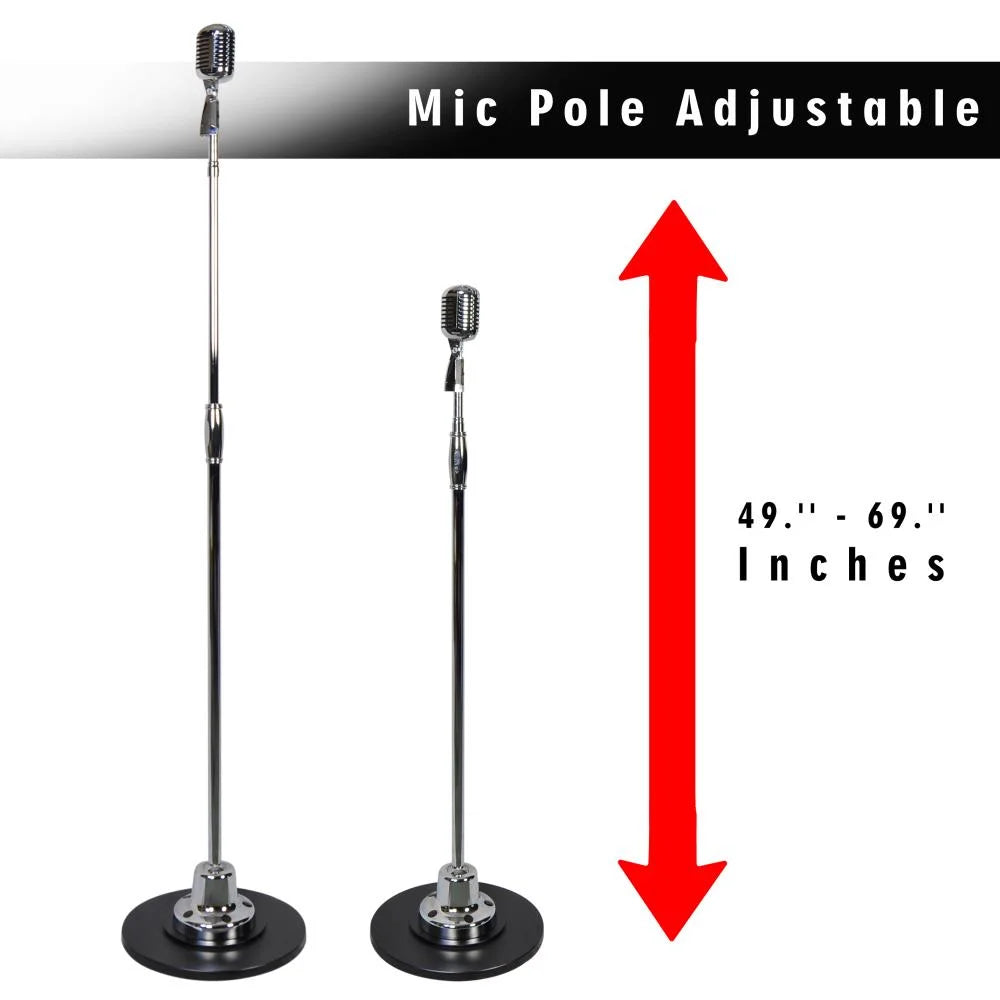 PDMICR70SL Classic Retro Vintage Style Microphone and Swing Stand, Silver