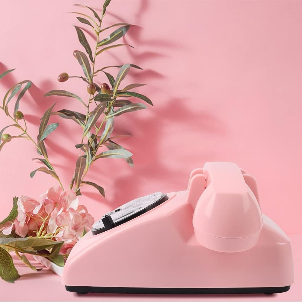 Rotary Dial Telephone 1960 Style Pink Retro Old Fashioned Vintage Phone Working.