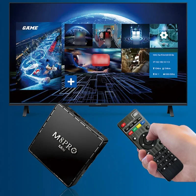 Video Game Console M8Pro Mini 4K 64G 10000 Retro Video Game Console 2.4G Wilress Android 12 TV Box Wifi Malig31 CPU Dual System