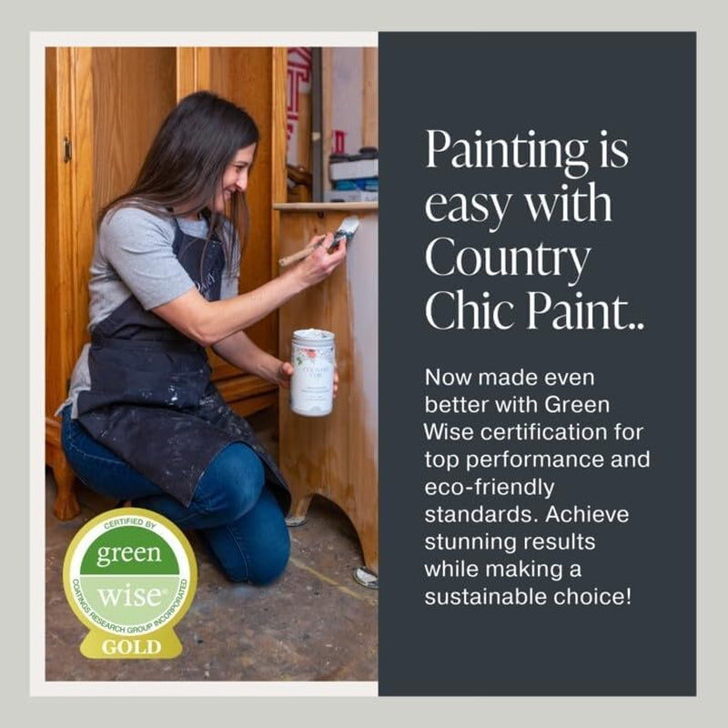 Country Chic All-In-One Chalk Paint for Furniture, Cabinets, Home Decor, Eco-Friendly, Matte Finish, Built-In Primer & Top Coat for Wood, Metal - Liquorice (Black) - Quart 32 Oz (950 Ml)