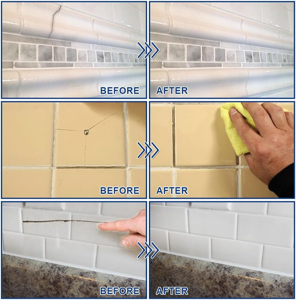 Porcelain Repair Kit, Tile Repair Kit(Burgundy) - Ceramic Tile Repair Filler to Fix Tile Chips and Cracks. Super Adhesion. for Ceramic, Porcelain, Acrylic, Fiberglass, Enamel.