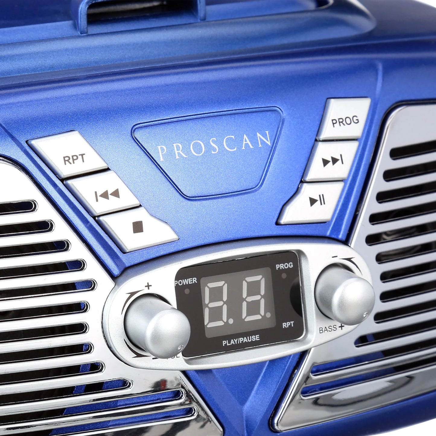 Retro-Style CD Radio Boombox with 1.2-Watt RMS X 2 Power Output, Blue