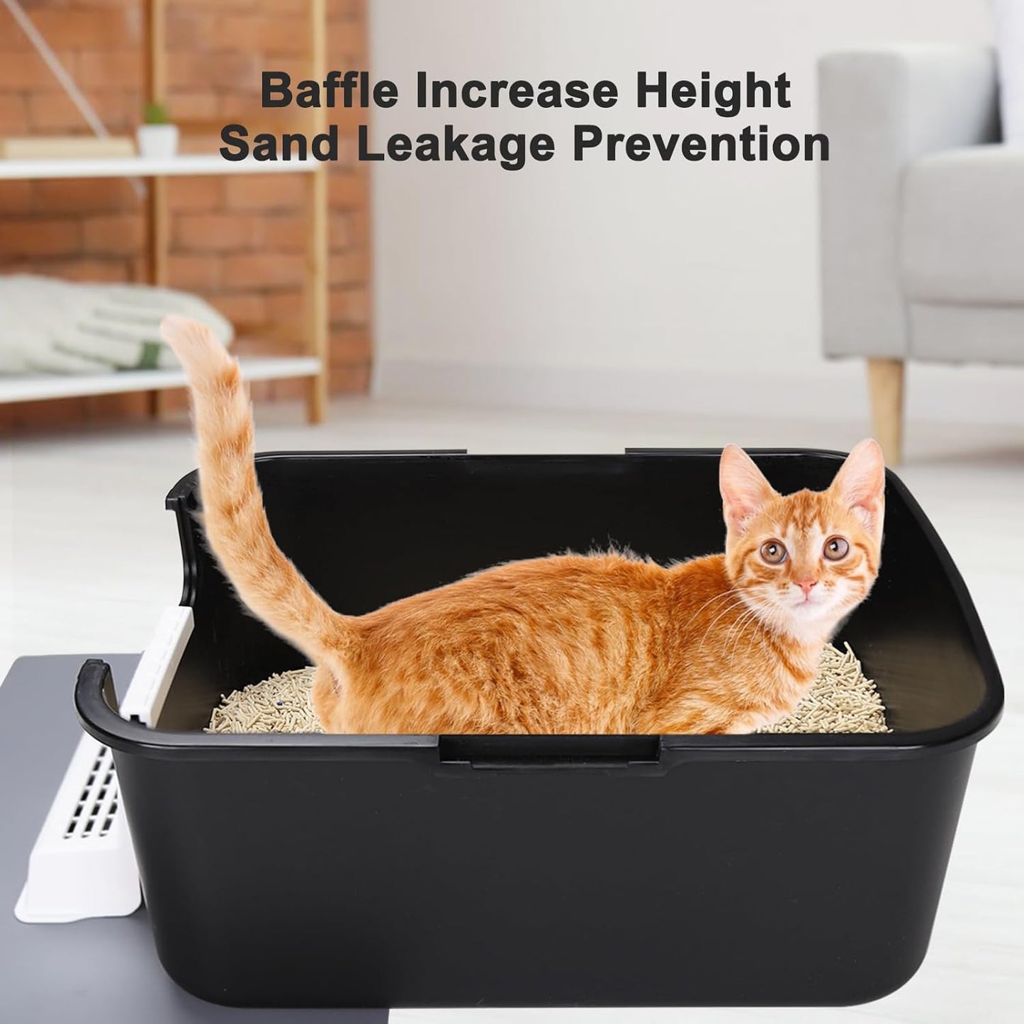 Cat Litter Box with Lid, Increased Entrance Height, Top Entry Enclosed Litter Box with Door, Easy to Install, Suitable for Cats up to 7.5 Lbs (Black,Small)