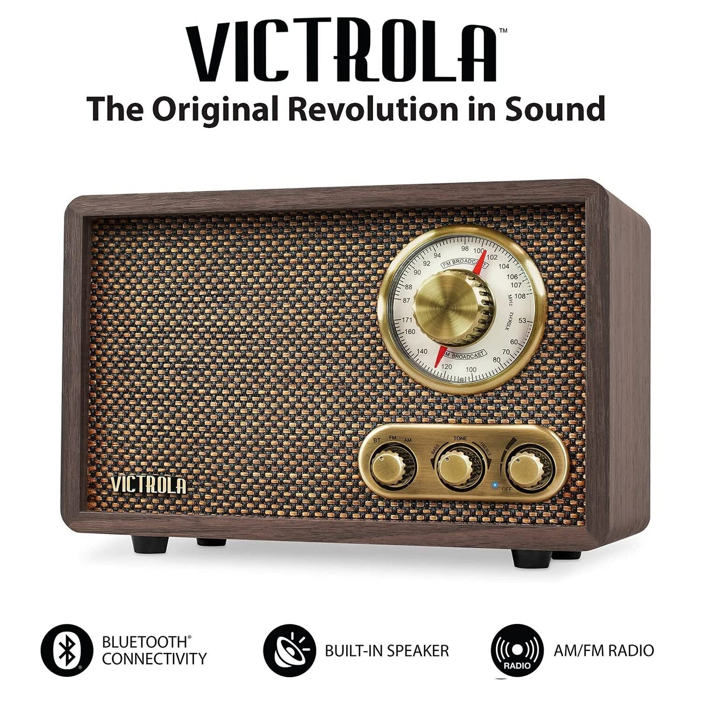 Victrola Retro Bluetooth AM FM Radio Classic Wood Finish Vintage Design