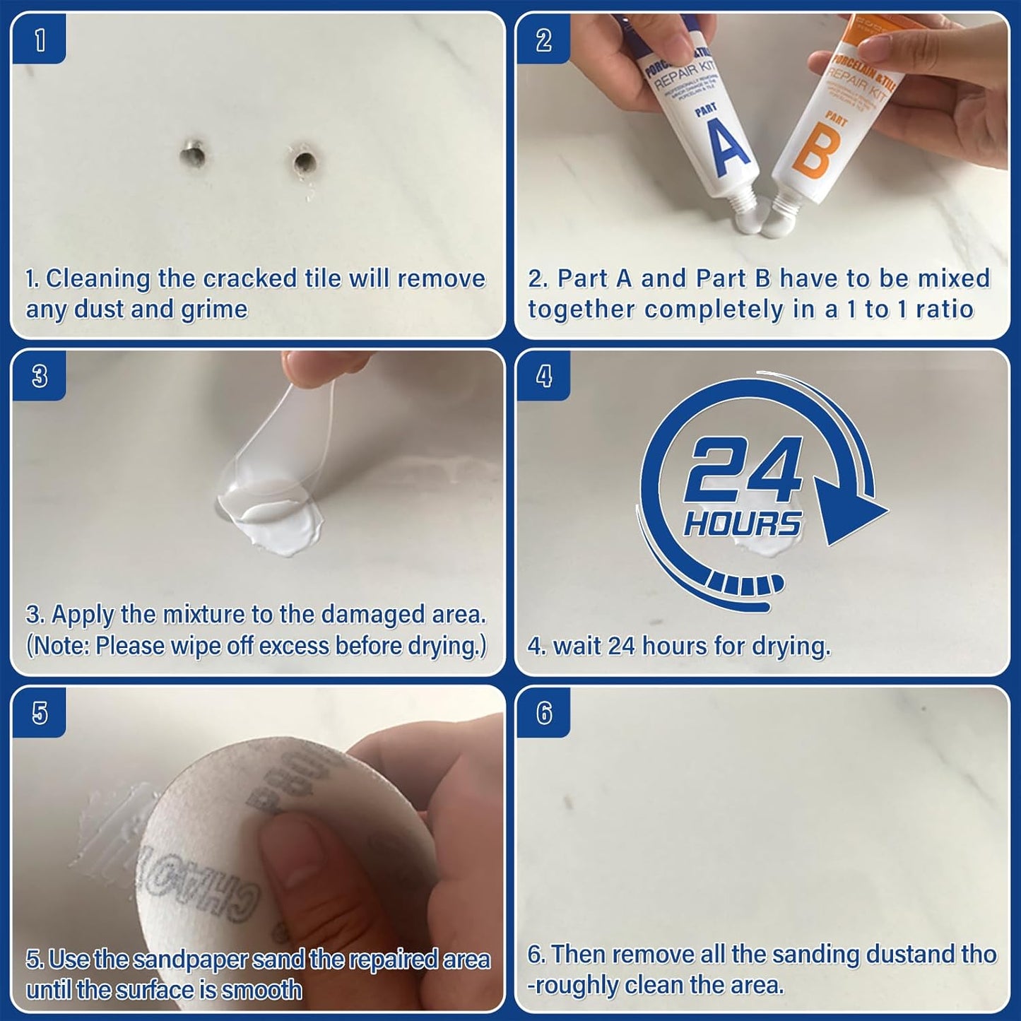 Porcelain Repair Kit, High-Gloss Porcelain Sink Repair Kit White, Firmly Bond Chip & Crack on Enamel, Ceramic, for Quickly Fixing Sink, Tub, Toilet, Tray with Super Durability