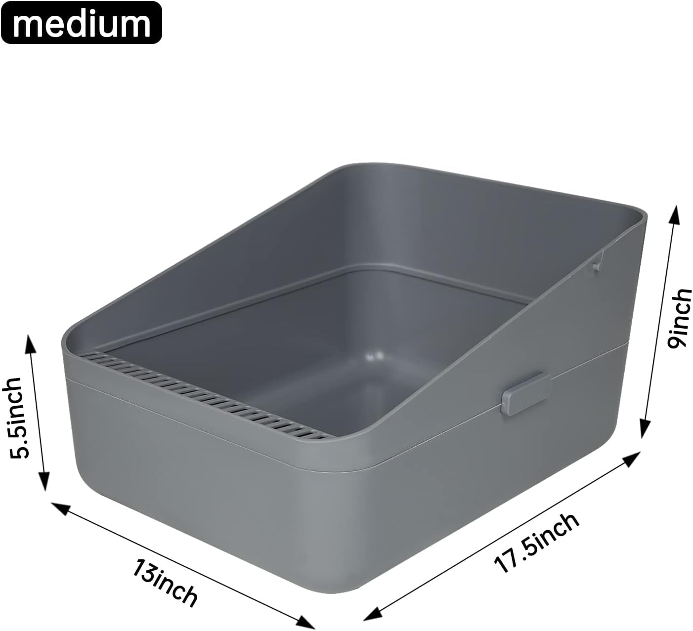 Enclosed Cat Litter Box,Semi-Open Anti-Splashing Cat Litter Box,Durable High Side Sifting Litter Box for Small Cats,Easy to Clean and Assemble (Light Gray,M)
