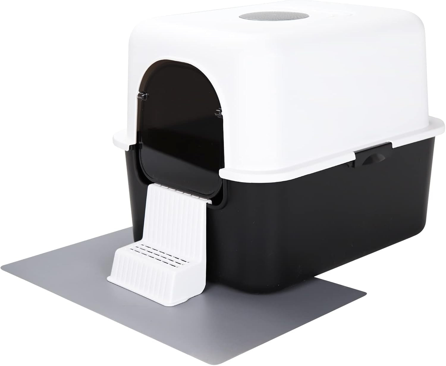 Cat Litter Box with Lid, Increased Entrance Height, Top Entry Enclosed Litter Box with Door, Easy to Install, Suitable for Cats up to 7.5Lbs (Black with Handle,Small)