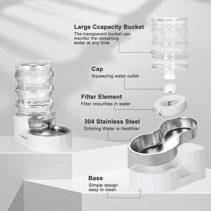 Pet Water Bowl Dispenser: 4L Automatic Stainless Steel Gravity Feeder - Large Capacity Ideal for Cats and Small Dogs - Indoor and Outdoor Hydration