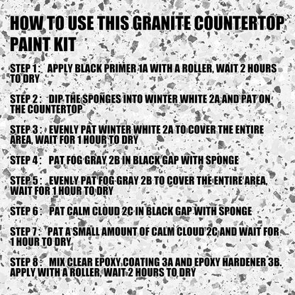 Granite Countertop Paint Kit. Epoxy Counter Top Refinishing Kit for Kitchen Bathroom. 25X Thick Bright Gloss Countertop Coating. (Pearl White)