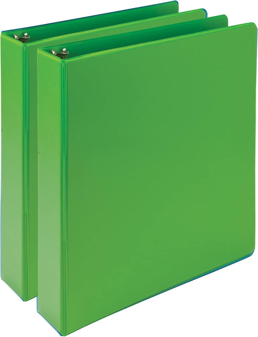 Earth’S Choice™, Durable Fashion Color 3 Ring View Binder, 1.5 Inch round Ring, up to 25% Plant Based Plastic, Eco-Friendly, USDA Certified Biobased, Lime Green, Value 2 Pack