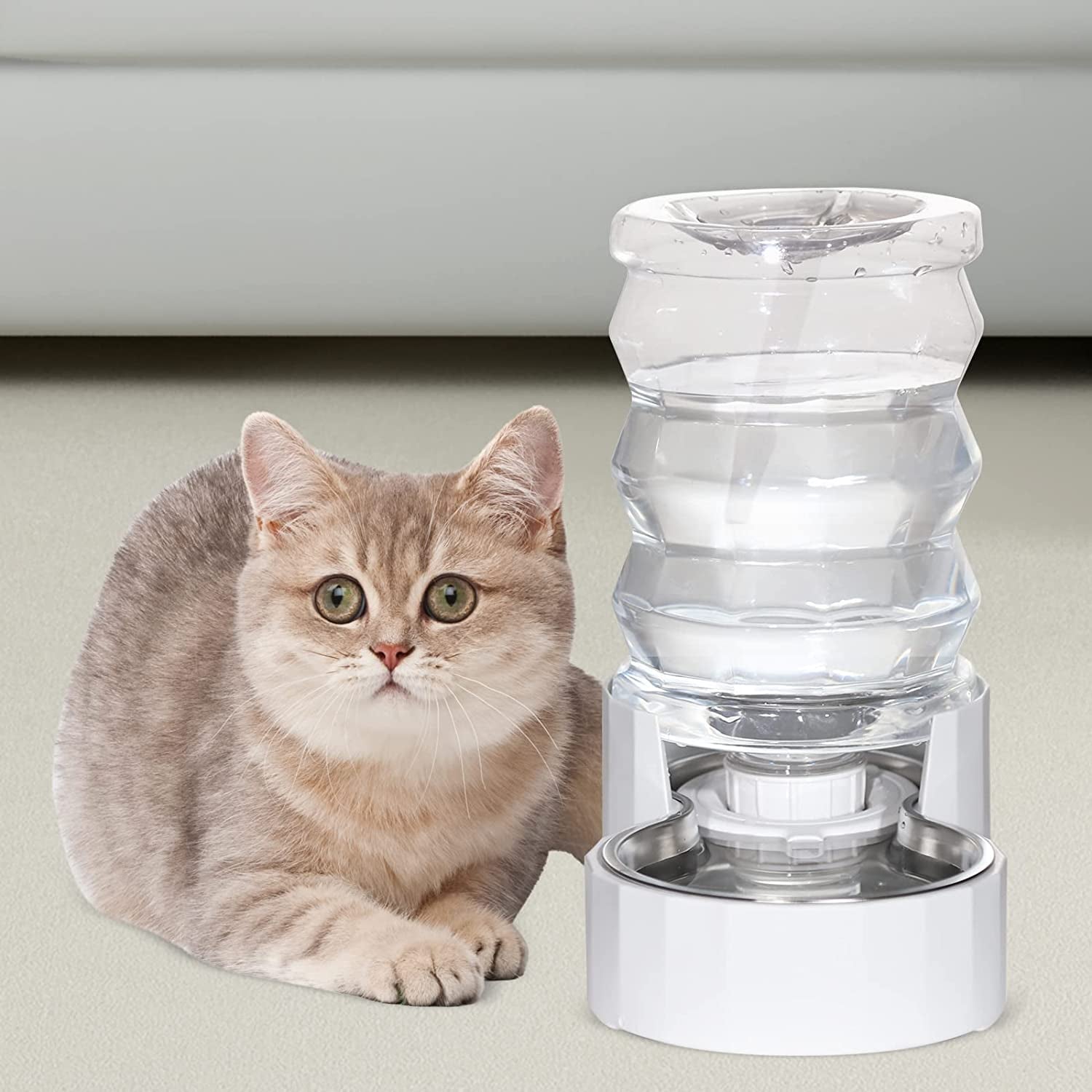 Pet Water Bowl Dispenser: 4L Automatic Stainless Steel Gravity Feeder - Large Capacity Ideal for Cats and Small Dogs - Indoor and Outdoor Hydration