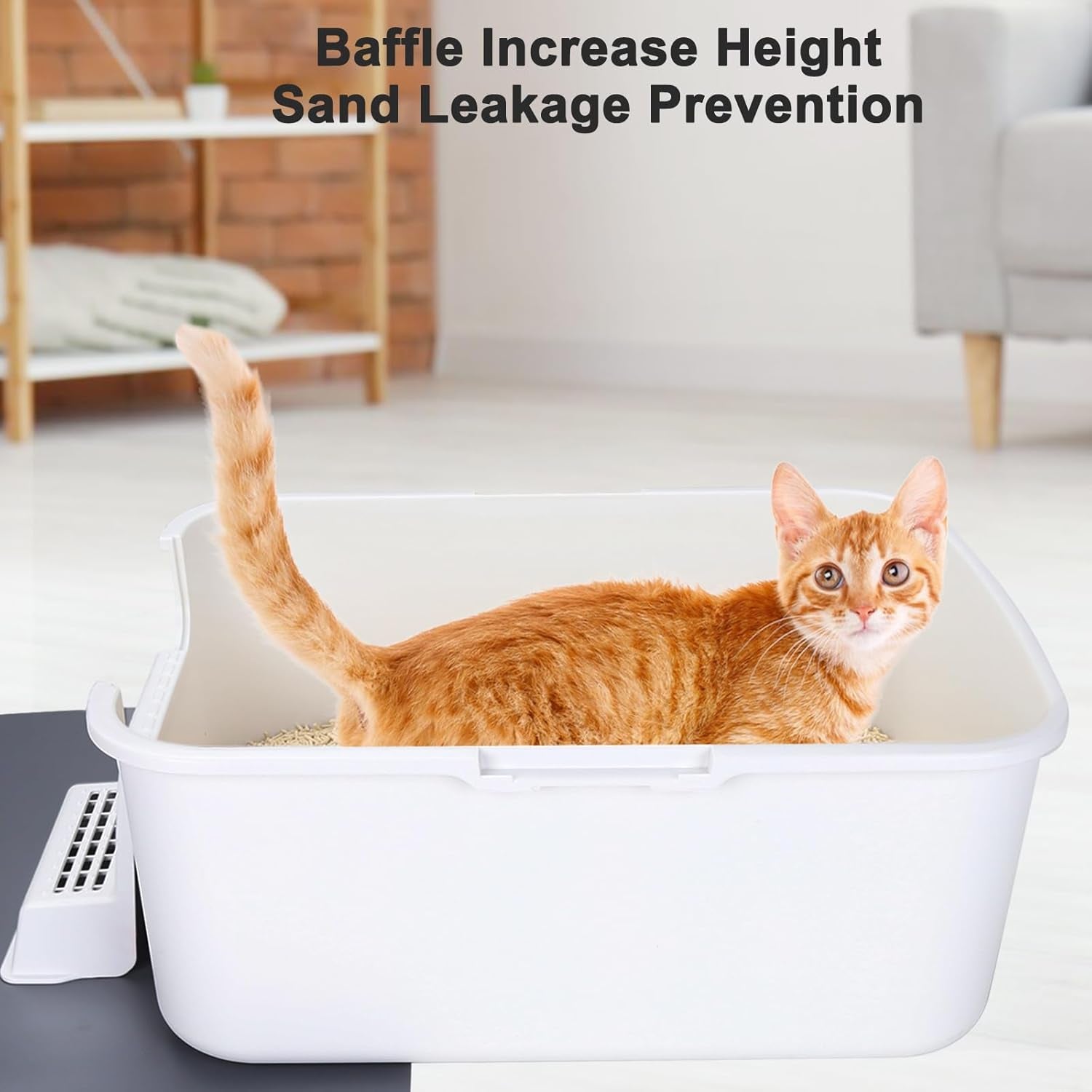 Cat Litter Box with Lid, Increased Entrance Height, Top Entry Enclosed Litter Box with Door, Easy to Install, Suitable for Cats up to 7.5 Lbs (White,Small)