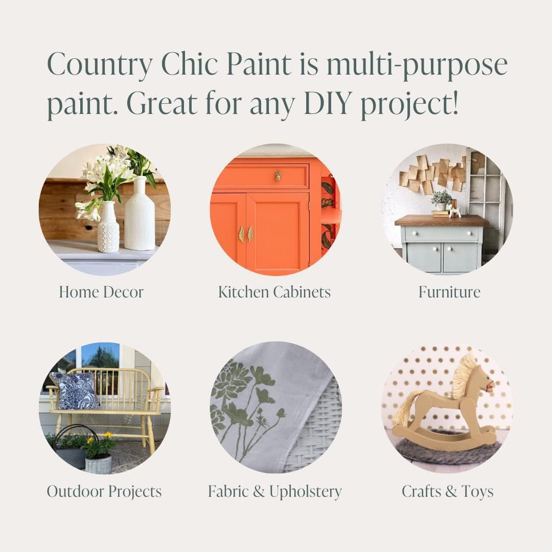 Country Chic All-In-One Chalk Paint for Furniture, Cabinets, Home Decor, Eco-Friendly, Matte Finish, Built-In Primer & Top Coat for Wood, Metal - Liquorice (Black) - Quart 32 Oz (950 Ml)