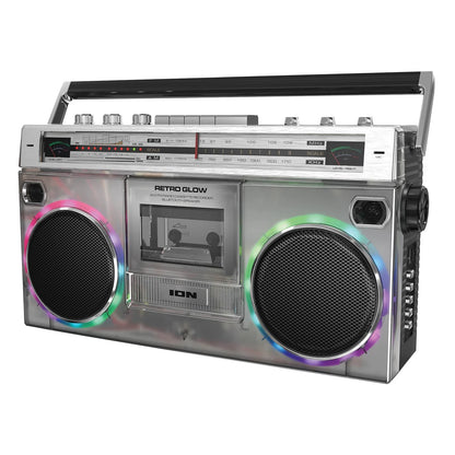 Retro Glow Bluetooth Cassette/Radio Boom Box with LED Lights, Translucent, RETROGLOWXUS