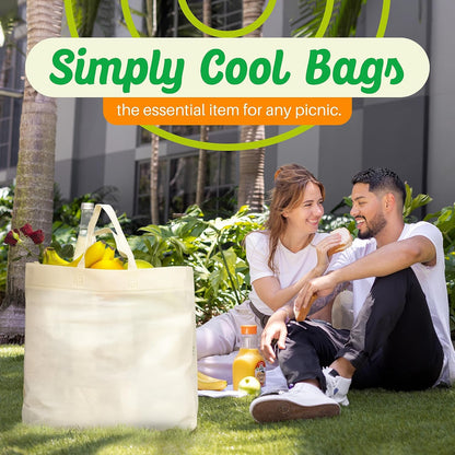 Reusable Grocery Bags Eco-Friendly - Large Reusable Shopping Bags, Heavy Duty Grocery Bags, 14.5"X14"X6.6" Foldable, Tote Bags Bulk (50 Pack, Cream)