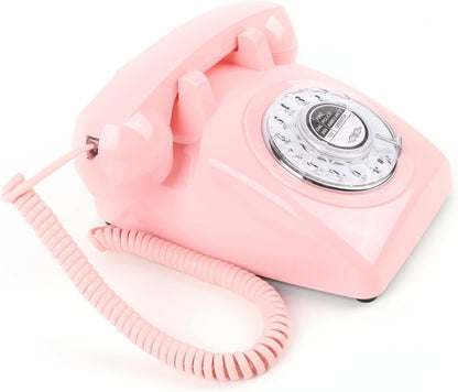 Rotary Dial Telephone 1960 Style Pink Retro Old Fashioned Vintage Phone Working.