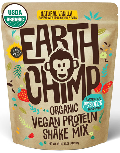 Organic Vegan Protein Powder - with Probiotics - Non GMO, Dairy Free, Non Whey, Plant Based Protein Powder for Women and Men, Gluten Free - 26 Servings 32 Oz (Vanilla)