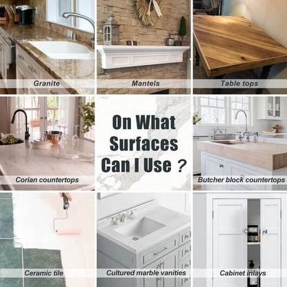 White Marble Countertop Paint Kit - 25X Thick High-Gloss Epoxy Countertop Kit. Works on Kitchen Bathroom - Granite, Marble, Corian and Other Natural Stone Surfaces.