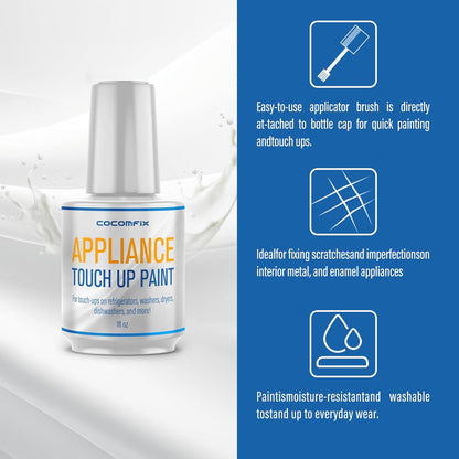 Specialty Appliance Touch up Paint White, Appliance Paint, 1 Ounce, White - High Gloss Touch up Paint Pen for Refrigerators, Washers, Dishwashers, Microwave Oven and Other Appliance