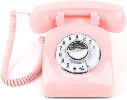 Rotary Dial Telephone 1960 Style Pink Retro Old Fashioned Vintage Phone Working.
