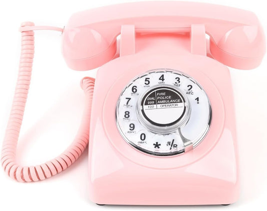 Rotary Dial Telephone 1960 Style Pink Retro Old Fashioned Vintage Phone Working.