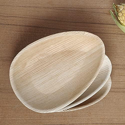 Small Palm Leaf Plates - 6.5 Inch Oval - Tiny Bamboo Like, Eco Friendly, Disposable, Compostable and Biodegradable Plates for Weddings, Parties and Events