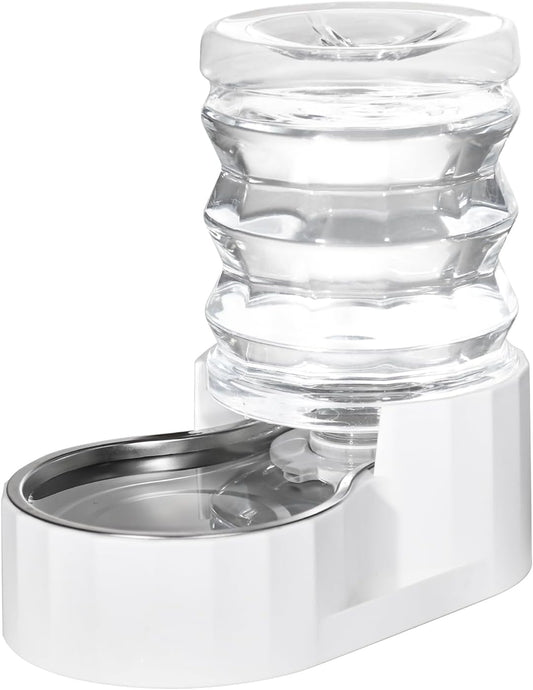 Dog Water Bowl Dispenser: 5L Automatic Stainless Steel Gravity Feeder - Large Capacity Ideal for Indoor and Outdoor Hydration