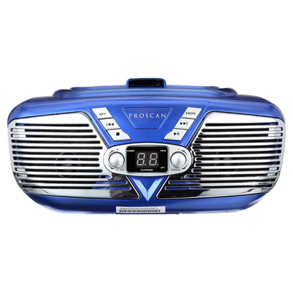 Retro-Style CD Radio Boombox with 1.2-Watt RMS X 2 Power Output, Blue