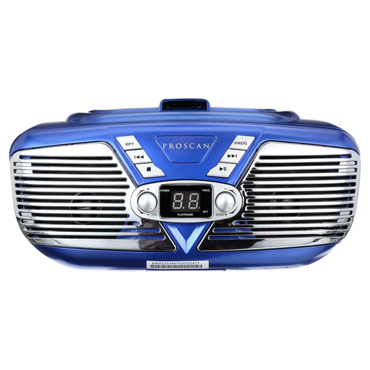 Retro-Style CD Radio Boombox with 1.2-Watt RMS X 2 Power Output, Blue