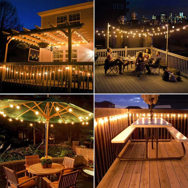 27FT 25-Bulb Solar-Powered Outdoor Globe String Light Shatterproof