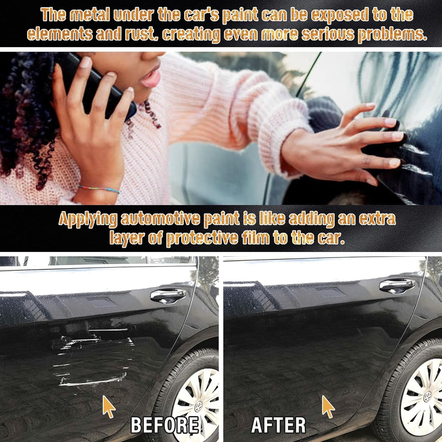 Black Touch up Paint for Cars, Car Scratch Repair Touch up Paint Pen, 2 in 1 Auto Touch up Paint Pen, Universal Color Black Car Paint
