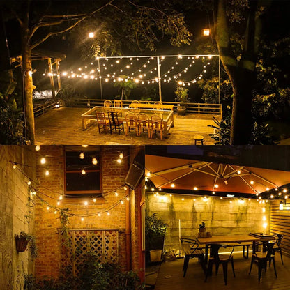27FT 25-Bulb Solar-Powered Outdoor Globe String Light Shatterproof