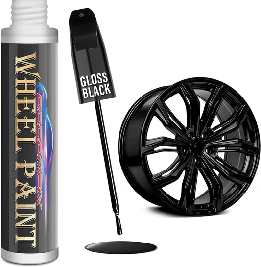 Gloss Black Rim Touch up Paint, Rim Paint, Wheel Scratch Repair Kit for Curb Rash & Scratches, Universal Black Enamel Paint (1 Fl Oz), Scratch Resistant, Covers 1 Sq Ft per Coat