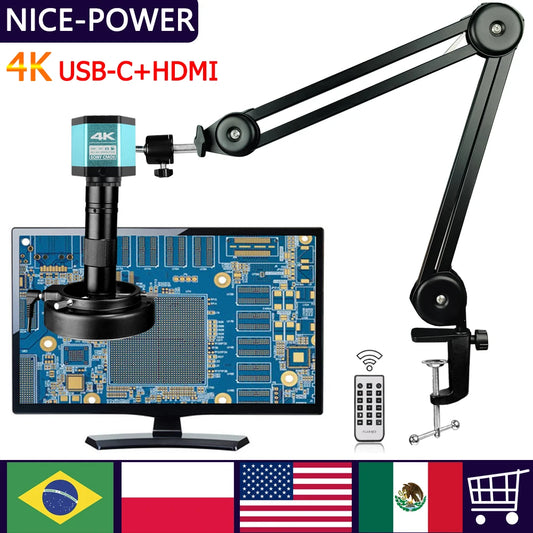 Ultra 4K 48MP Digital Electronic Microscope With USB-C HDMI Port, Professional Video Microscope For Soldering With New Bracket