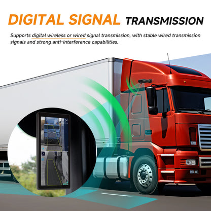 Podofo 10.36'' Car Side View Vertical Monitor For Truck Electronic Rearview Mirror Touch Screen Dual-Cam DVR BSD IP68 Waterproof