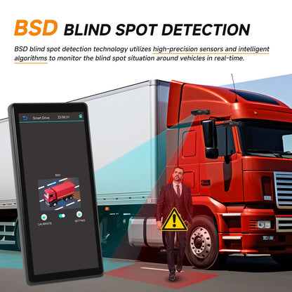 Podofo 10.36'' Car Side View Vertical Monitor For Truck Electronic Rearview Mirror Touch Screen Dual-Cam DVR BSD IP68 Waterproof