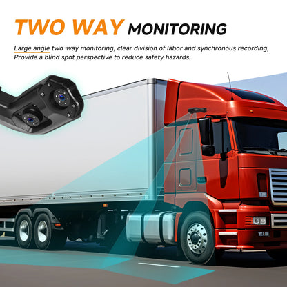 Podofo 10.36'' Car Side View Vertical Monitor For Truck Electronic Rearview Mirror Touch Screen Dual-Cam DVR BSD IP68 Waterproof