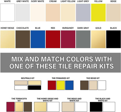 Porcelain Repair Kit, Tile Repair Kit(Burgundy) - Ceramic Tile Repair Filler to Fix Tile Chips and Cracks. Super Adhesion. for Ceramic, Porcelain, Acrylic, Fiberglass, Enamel.