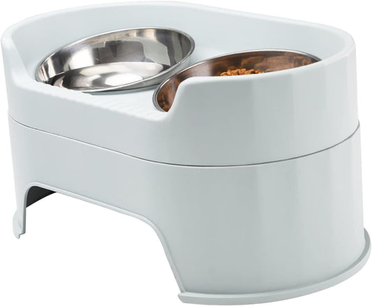 Raised Dog Bowls,Stainless Steel Dog Food Dish and Pet Water Bowls,Elevated Height Adjustable Double Bowl with Stand for Small Medium Dogs and Cats (New Green)