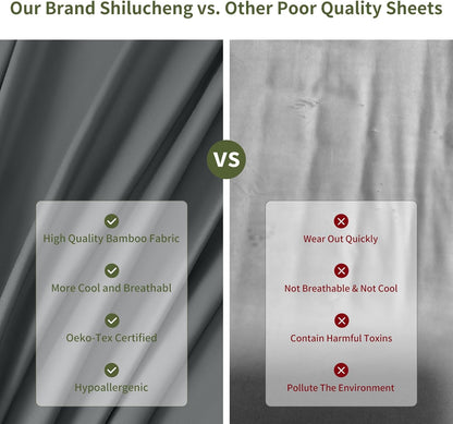 6 Piece King Sheet Sets, Cooling Sheets, Blend Rayon Derived from Bamboo, Deep Pocket up to 16", Breathable & Soft Bed Sheets, Hotel Silky Bedding Set, Dark Grey