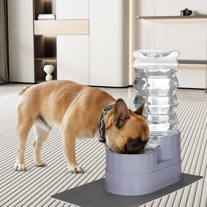 Large Water Dispenser for Dogs: 8L Automatic Stainless Steel Gray Gravity Raised Pet Feeder for Pet Dogs Indoor/Outdoor