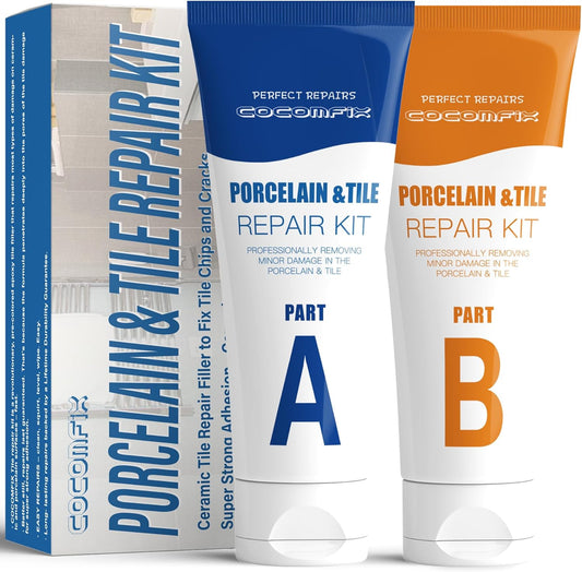 Porcelain Repair Kit, Tile Repair Kit(Burgundy) - Ceramic Tile Repair Filler to Fix Tile Chips and Cracks. Super Adhesion. for Ceramic, Porcelain, Acrylic, Fiberglass, Enamel.
