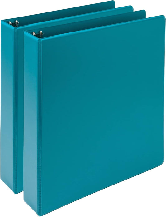 Plant-Based 1.5 Inch Durable round Ring, Made in USA, View Binder, Eco-Friendly, USDA Certified Biobased, 2 Pack, Turquoise